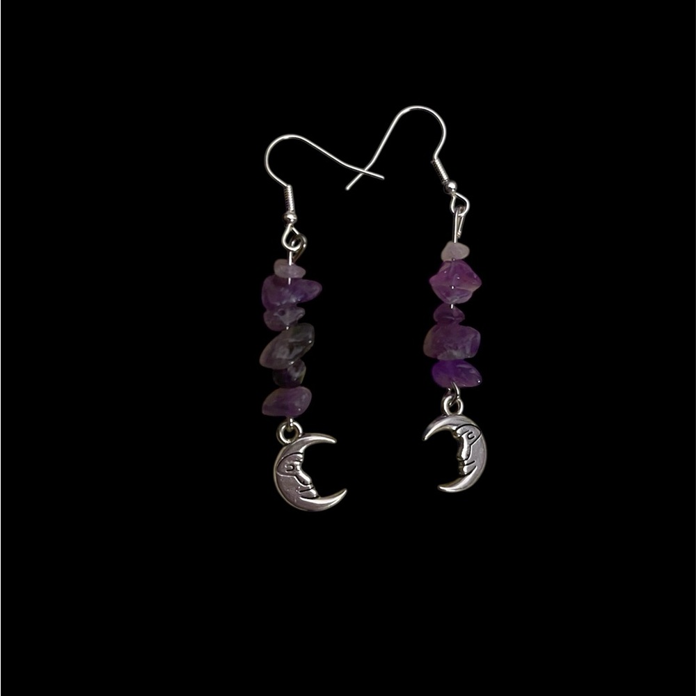 Amethyst Moon Beaded Earrings